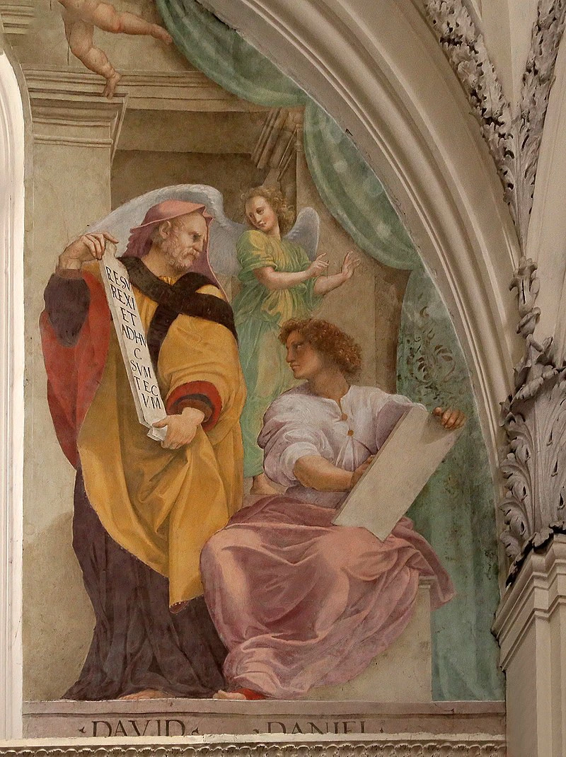 I profeti nella parte superiore dell'affresco di Raffaello - Davide e Daniele, Santa Maria della Pace (Rome), Cappella Chigi